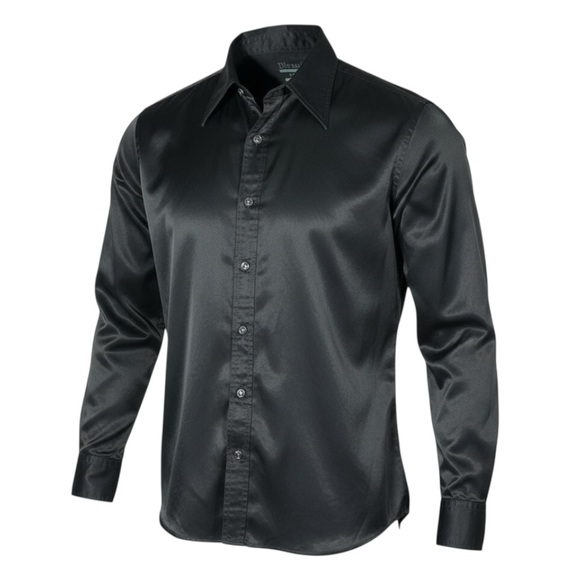 🖤 Diesel Italy Satin Western ShirtSize L ‎ Black Luxe Rockstar Vibe